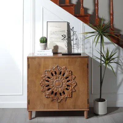 Streamdale Furniture Streamdale Rustic Floral Wooden Cabinet