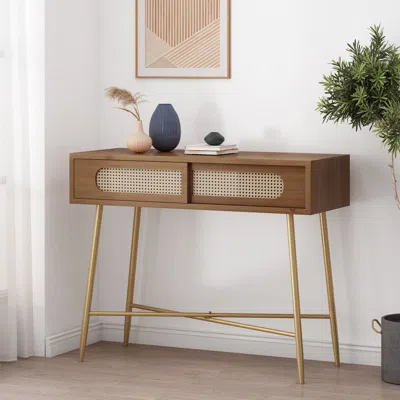 Streamdale Furniture Streamdale Rustic Glam Console Table With Storage