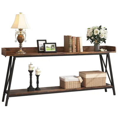Streamdale Furniture Streamdale Rustic Long Skinny Sofa Table For Living Room/entryway (71") In Brown