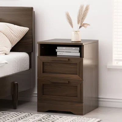 Streamdale Furniture Streamdale Rustic Nightstand With Drawer And Shelf For Bedroom
