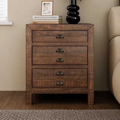 Streamdale Furniture Streamdale Rustic Pine Nightstand With Charge Station
