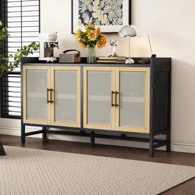 Streamdale Furniture Streamdale Rustic Sideboard With Rattan Doors & Adjustable Shelves
