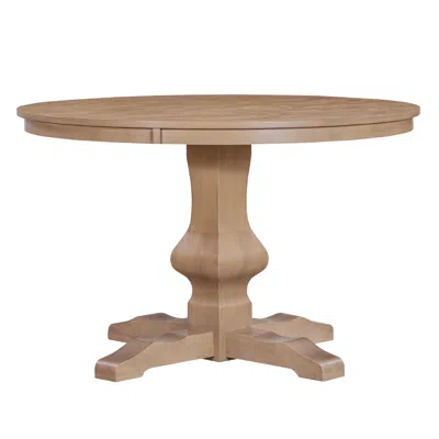 Streamdale Furniture Streamdale Rustic Wire-brushed Round Dining Table With Pedestal Base