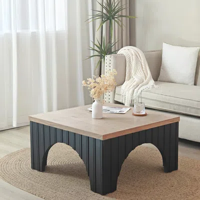 Streamdale Furniture Streamdale Rustic Wood Coffee Table With Arch Base