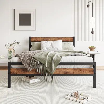 Streamdale Furniture Streamdale Rustic Wood Headboard Platform Bed Frame