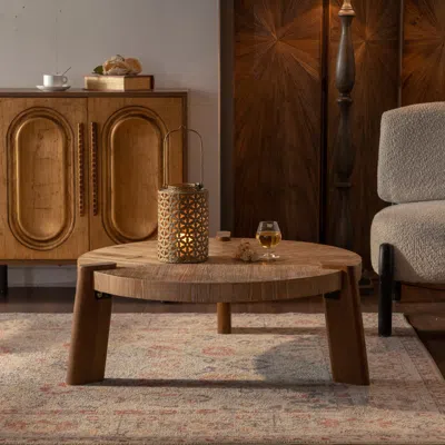 Streamdale Furniture Streamdale Rustic Wood Round Coffee Table