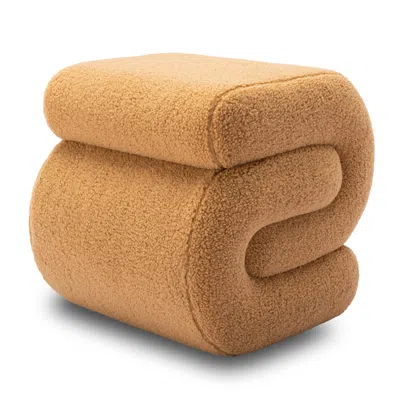 Streamdale Furniture Streamdale S-shape Teddy Fabric Ottoman Makeup Stool Footstool,coffee