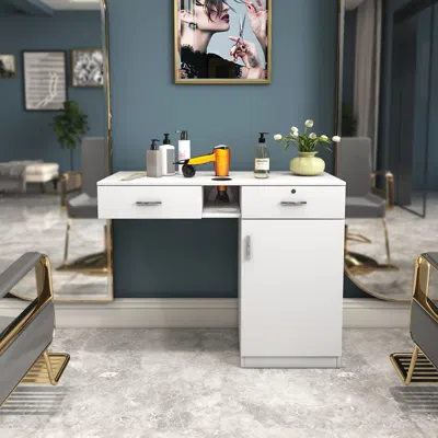 Streamdale Furniture Streamdale Salon Station With Storage, Appliance Holders & Lockable Drawers