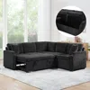 Streamdale Furniture Streamdale Sectional Sofa Bed L-shape Sleeper With Hidden Storage, Black