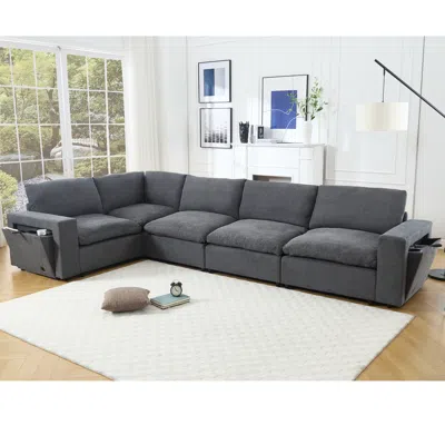 Streamdale Furniture Streamdale Sectional Sofa Wireless Charging Cup Holders Book Storage