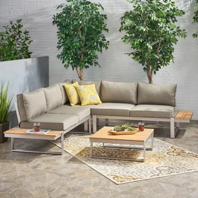 Streamdale Furniture Streamdale Sectional Sofa With Faux Wood Accents And Water-resistant Cushions