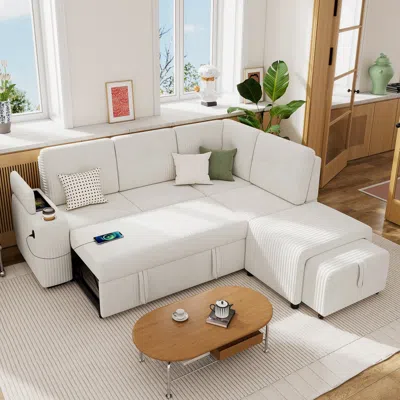 Streamdale Furniture Streamdale Sectional Sofa With Pull-out Bed, Ottoman, And Conveniences