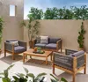 Streamdale Furniture Streamdale Serene Outdoor Haven Modern Rattan & Acacia Wood Lounge Set