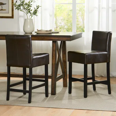 Streamdale Furniture Streamdale Set Of 2 26" Portman Bonded Leather Counter Height Barstool