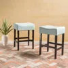 Streamdale Furniture Streamdale Set Of 2, 26.75" Backless Leather Counter Height Barstool, Light Blue