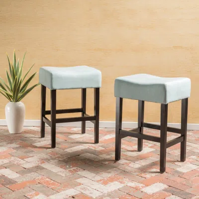 Streamdale Furniture Streamdale Set Of 2, 26.75" Backless Leather Counter Height Barstool, Light Blue