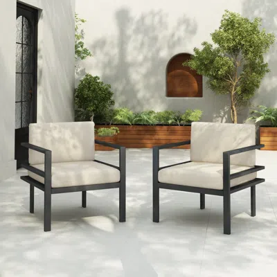 Streamdale Furniture Streamdale [set Of 2] 27,7" Modern Outdoor Lounge Chair With Aluminum Frame