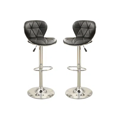 Streamdale Furniture Streamdale Set Of 2 Adjustable Black Pu Bar Stools