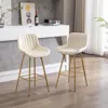 Streamdale Furniture Streamdale Velvet Counter Stool Duo With Golden Legs And Chrome Footrest