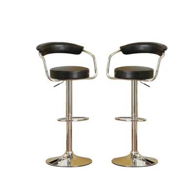 Streamdale Furniture Streamdale Set Of 2 Black Faux Leather Bar Stools