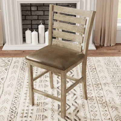 Streamdale Furniture Streamdale Set Of 2 Dining Counter Height Chairs Modern Farmhouse Rustic Look Distressed Design Ladd