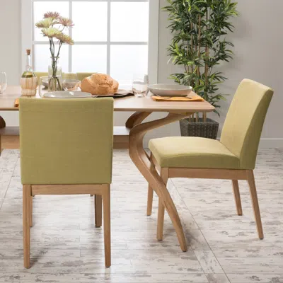 Streamdale Furniture Streamdale Set Of 2 Fabric Dining Chairs In Elegant Style With Trim Legs