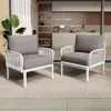 Streamdale Furniture Streamdale (set Of 2) Outdoor Club Chairs, Modern, Waterproof, Cushioned, White & Gray