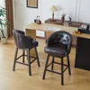 Streamdale Furniture Streamdale Set Of 2 Swivel Counter Stools, Upholstered, Dark Brown