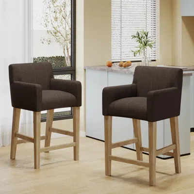 Streamdale Furniture Streamdale Set Of 2 Upholstered 26 Inch Counter Stool - Brown/weathered Brown
