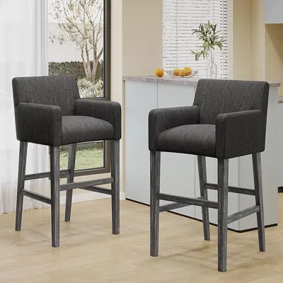 Streamdale Furniture Streamdale Set Of 2 Upholstered 30.5 Inch Counter Stools - Charcoal/gray