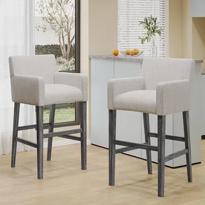 Streamdale Furniture Streamdale Set Of 2 Upholstered 30.5 Inch Counter Stools - Light Gray/gray