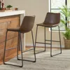 Streamdale Furniture Streamdale Set Of 2 Vintage Brown 30" Faux Leather Barstools