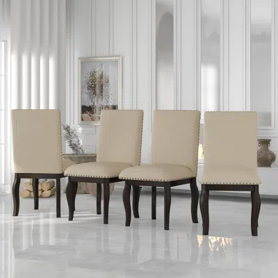 Streamdale Furniture Streamdale Set Of 4 Dining Chairs Wood Upholstered Fabirc Dining Room Chairs