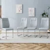 Streamdale Furniture Streamdale Set Of 4 Faux Leather Cushioned Chairs With Metal Legs