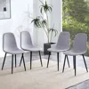 Streamdale Furniture Streamdale Set Of 4 Gray Fabric Spoon Chairs - Minimalist/scandinavian