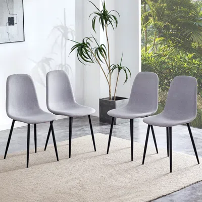 Streamdale Furniture Streamdale Set Of 4 Gray Fabric Spoon Chairs - Minimalist/scandinavian