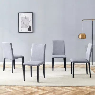 Streamdale Furniture Streamdale Set Of 4: Light Gray Linen-cotton Dining Chairs