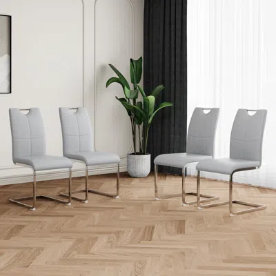 Streamdale Furniture Streamdale Set Of 4 Modern Faux Leather Dining Chairs