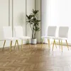 Streamdale Furniture Streamdale Set Of 4 Modern White Teddy Wool Dining Chairs