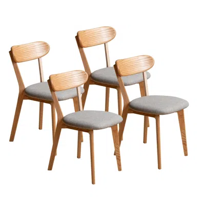 Streamdale Furniture Streamdale Set Of 4 Oak Dining Chairs - Natural Wood, North American Made