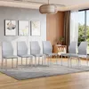 Streamdale Furniture Streamdale Set Of 6 Light Gray & Silver Dining Chairs, 37" High Ergonomic Pu Backrest