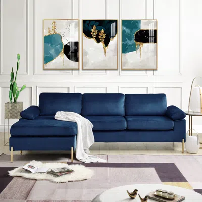 Streamdale Furniture Streamdale Shannon Velvet Sectional Sofa With Chaise