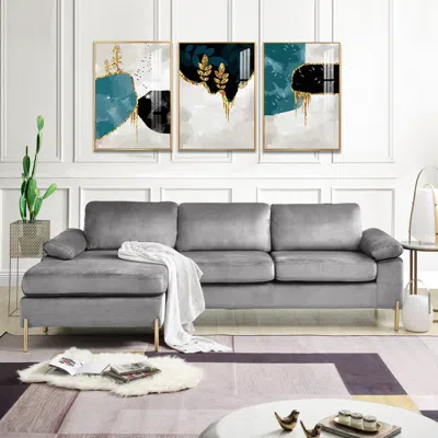 Streamdale Furniture Streamdale Shannon Velvet Sectional Sofa With Chaise
