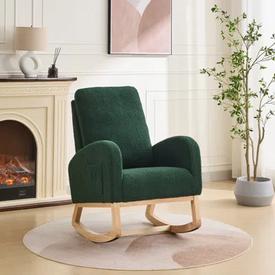 Streamdale Furniture Streamdale Sherpa Glider Rocking Chair - Nursery/living Room - Green