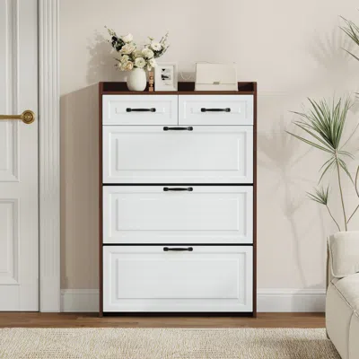 Streamdale Furniture Streamdale Shoe Cabinet 3 Doors, 2 Drawers, Pvc Design