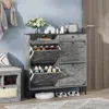 Streamdale Furniture Streamdale Shoe Cabinet, 4 Flip Drawers, Washed Gray