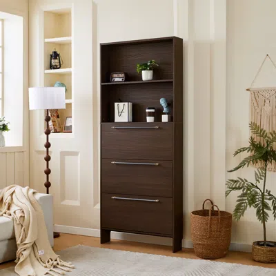 Streamdale Furniture Streamdale Shoe Cabinet With 3 Flip Drawers & Open Shelves