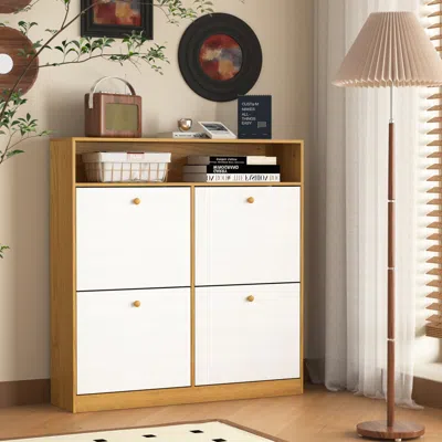Streamdale Furniture Streamdale Shoe Storage Cabinet With 4 Flip Drawers And Anti-tip Fitting