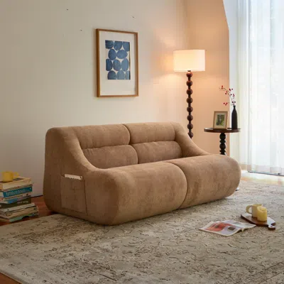 Streamdale Furniture Streamdale Shoes Sofa-in-a-box Memory Foam 2-seater Couch, No Install, Easy Transport, Brown