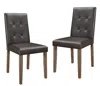 Streamdale Furniture Streamdale Side Chairs 2 Piece Set Walnut Brown Finish Wood Frame Faux Leather